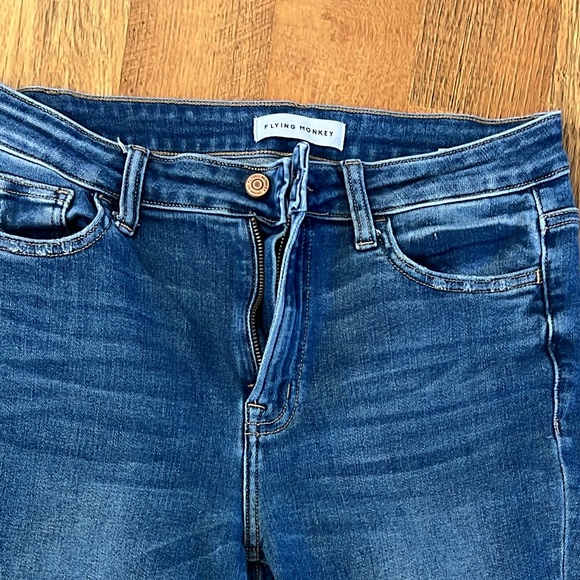 Flying Monkey Dark Wash Skinny Jeans with Raw Hem - Picture 2 of 2